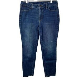 Talbots Dark Blue Wash Ankle Jeans with Decorative Rivets Great Condition size 6